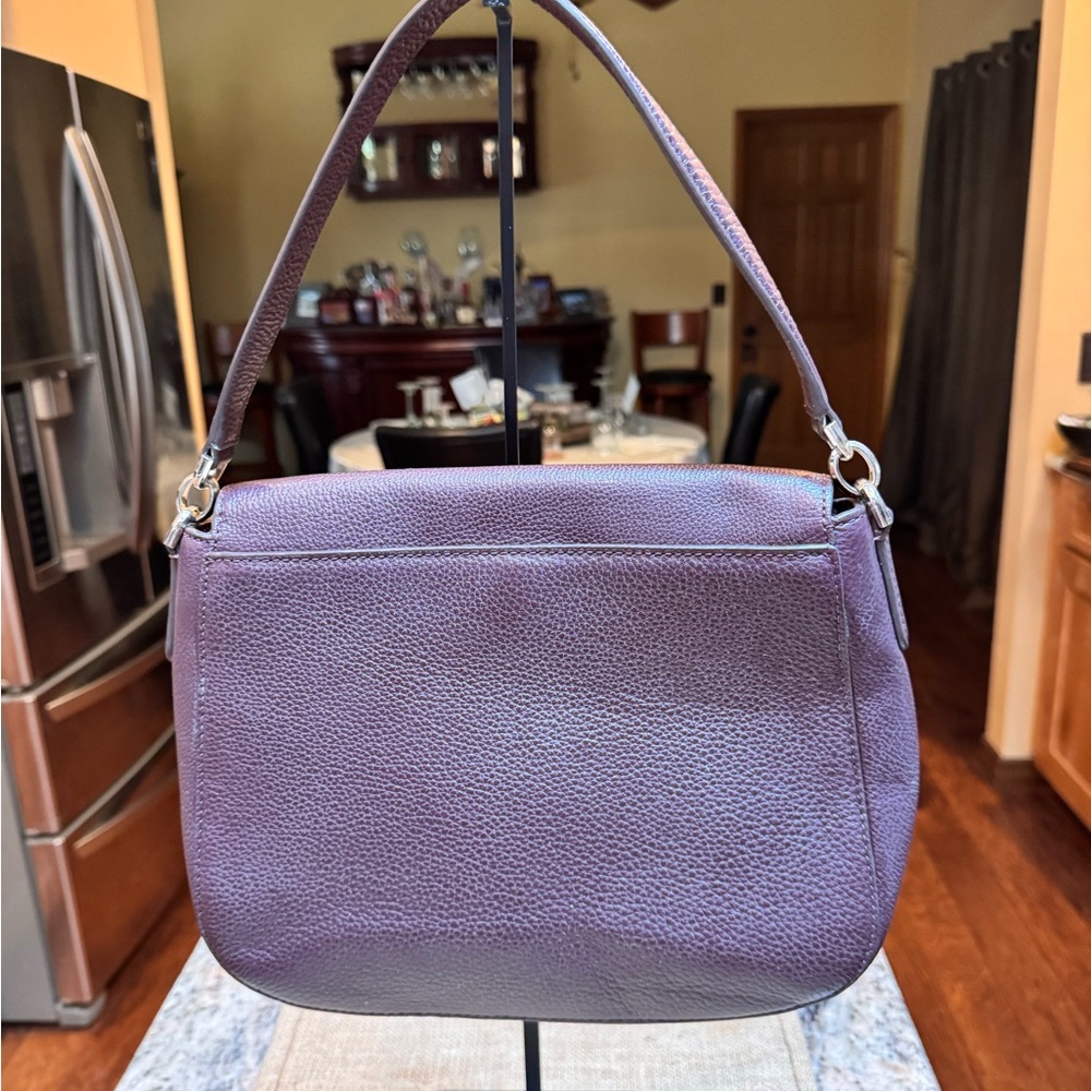 Kate Spade Pebble Leather Shoulder Bag. EUC gorgeous purple satin interior. - Picture 3 of 14